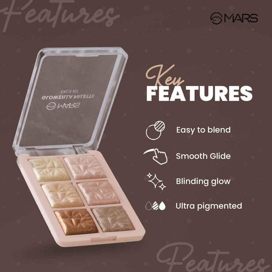 MARS Cosmetics Glowzilla 6 Colour Highlighter Palette | Shade-03