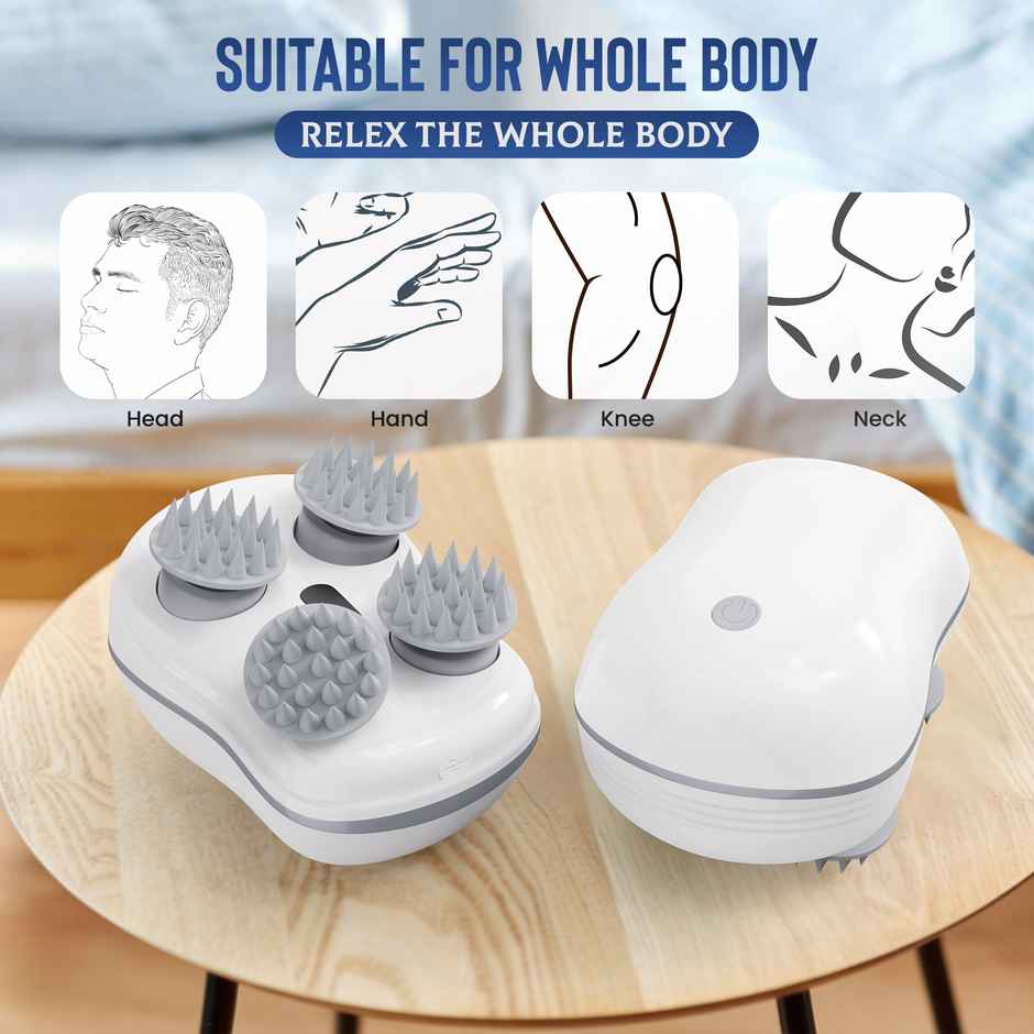Aroma Head Massager For Scalp I Electric Scalp Massager For Hair Growth I Body Massager | White