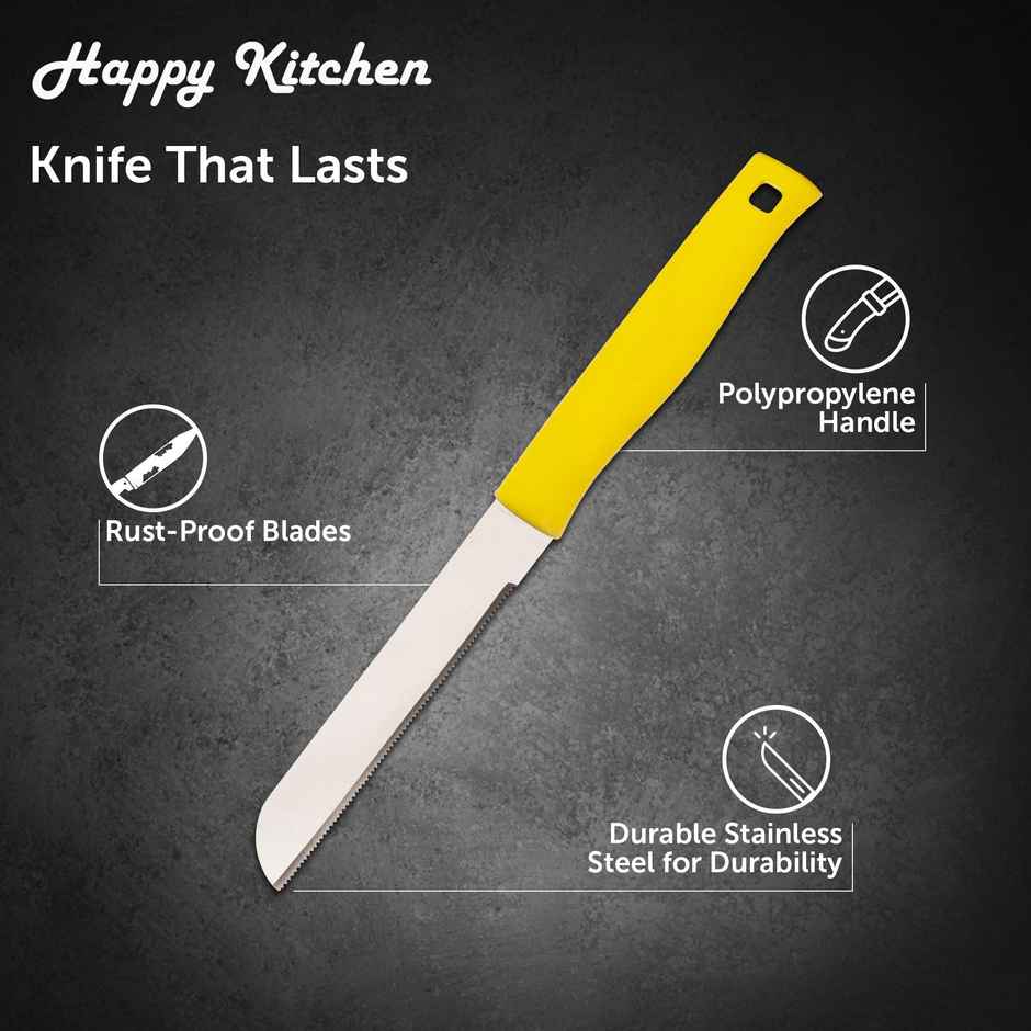 Happy Kitchen Stainless Steel Sharp Vegetable Knife Long Lasting Sharpness Ergonomic Easy To Clean