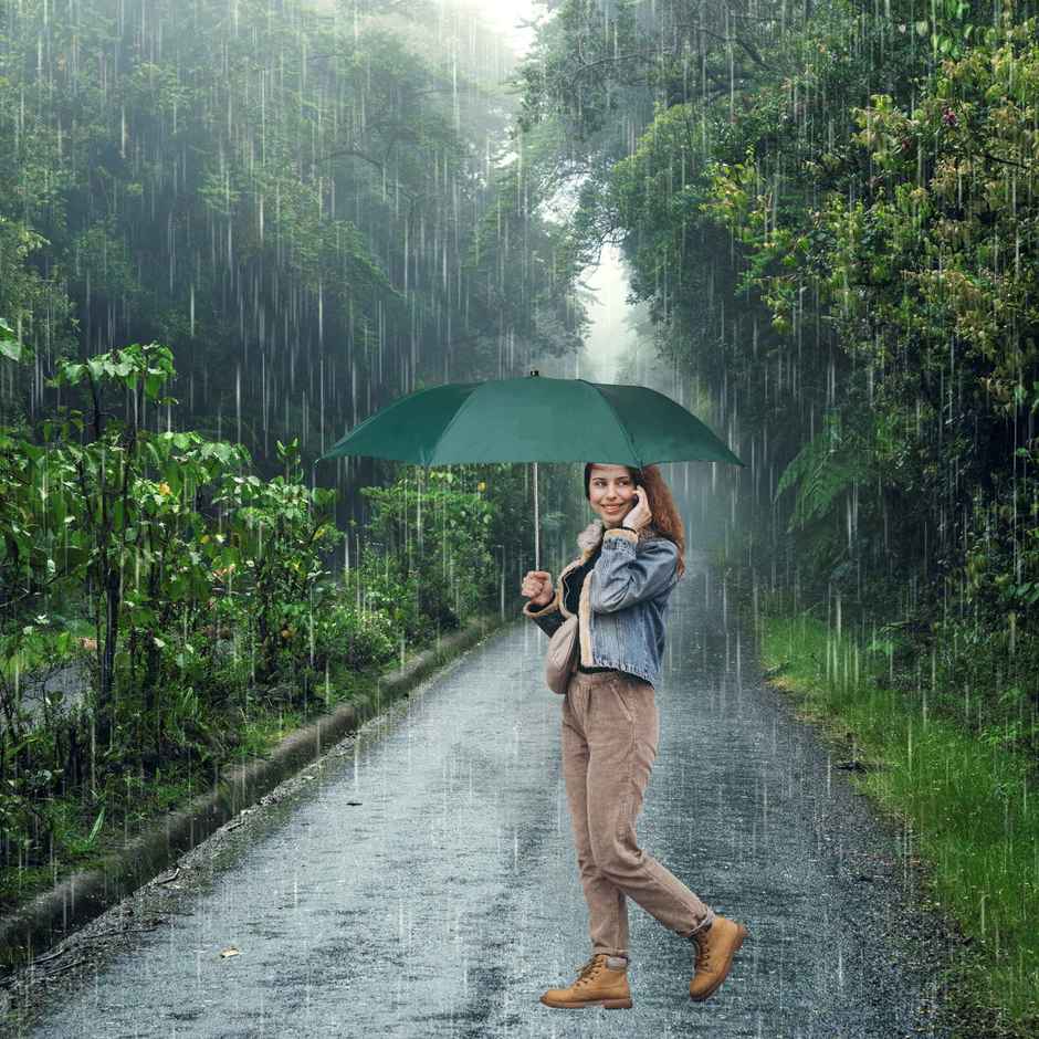EUME Leatrix Auto-Open Umbrella | Green | 21 inch | 2 Fold