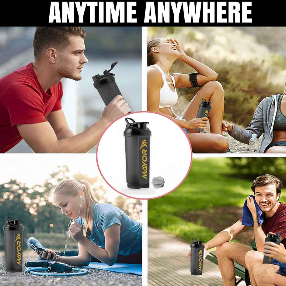 Mayor Shaker Bottle | BPA Free | Gym and Sports Bottle | Black - 700 ml
