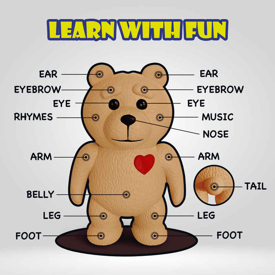 SEEDO Touch Control Educational Battery Powered, Plastic Learning Toy - Brainy Bear | Brown