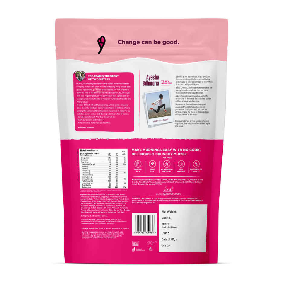 Yoga Bar Breakfast Cereal & Muesli Whole-Grains+Dried Fruits Nuts+Seeds