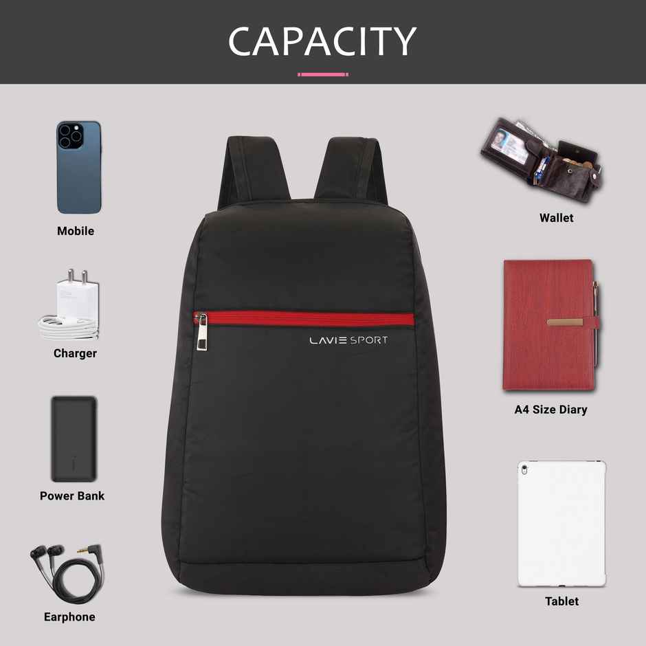 Lavie Sport Unisex Solid Polyester 11 L Top Handle Backpack | Black