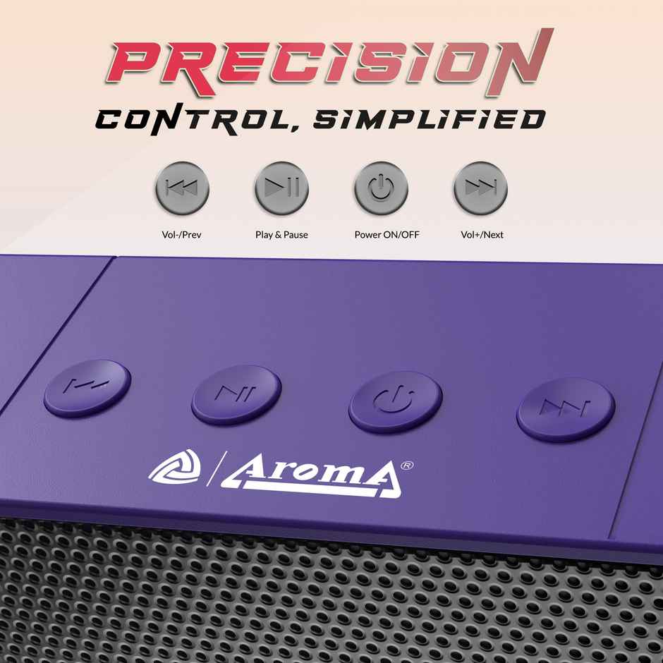 Aroma Joyride 16W Upto 16 Hrs Music Time, Dynamic Drivers, Stereo Channel, Heavy Bass Stereo Speaker 16 W Bluetooth Soundbar - Vibing Blue