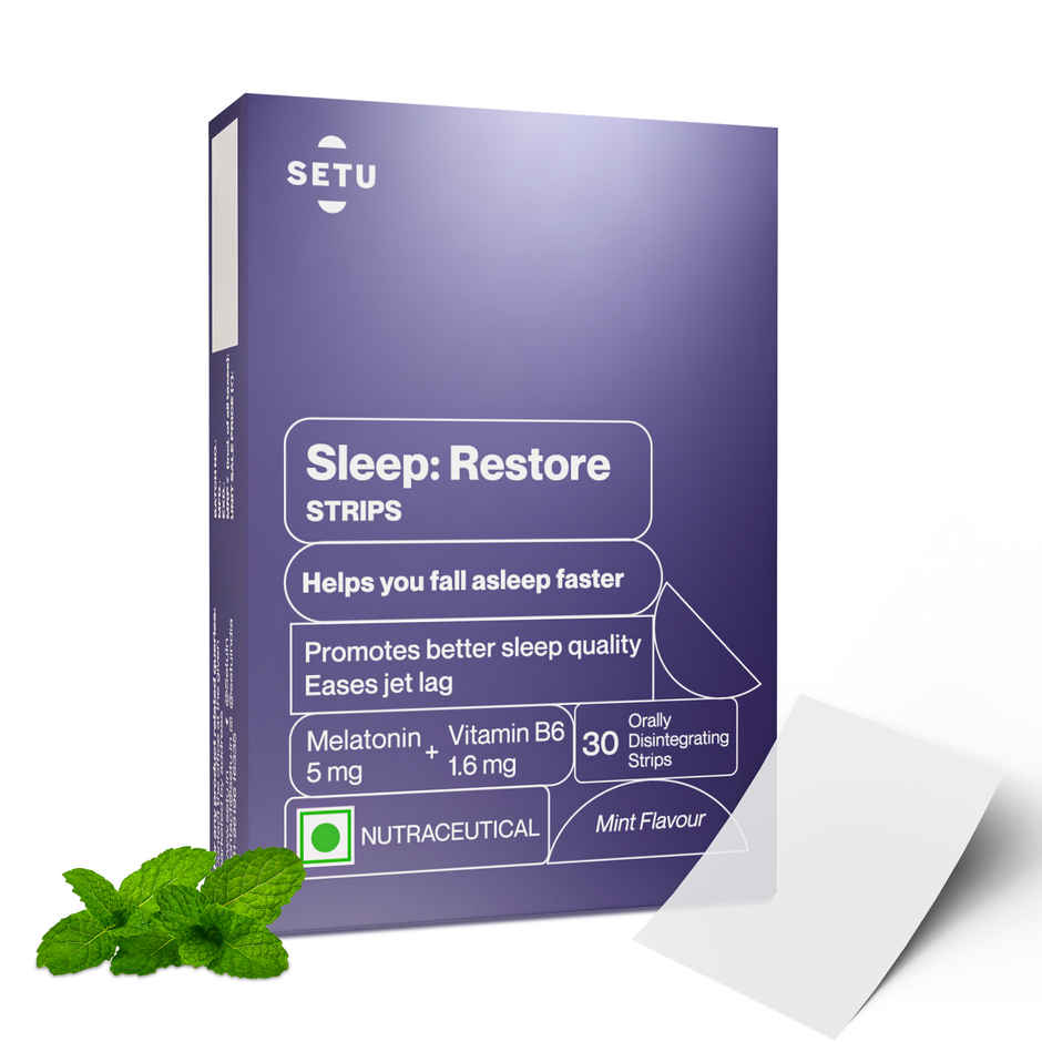 Setu Sleep Restore Melatonin Sleep Supplement Strips For Relaxation (Mint)