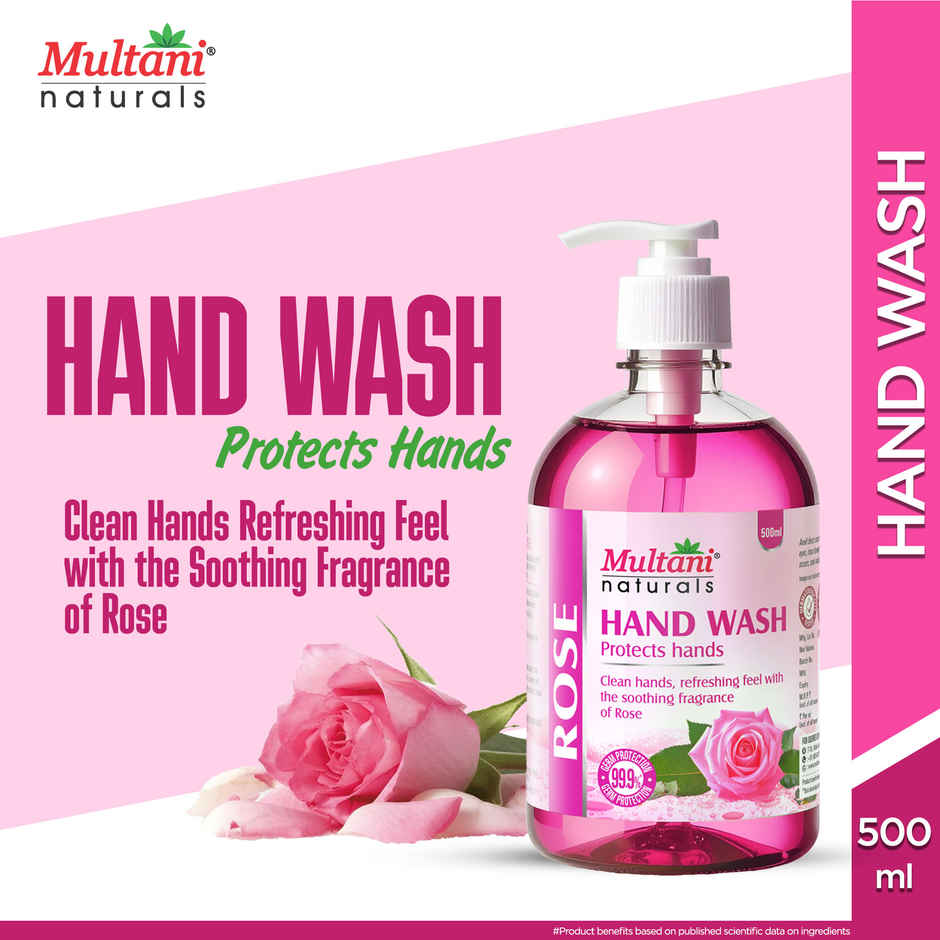 Multani Naturals Rose Handwash Pump | 99.9% Germ Protection