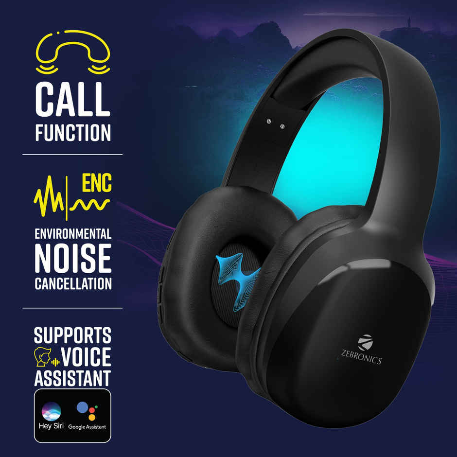 Zebronics Zeb Thunder Pro On-Ear Bluetooth Wireless Headphone With 60 Hrs Playback BT v5.0, 40MM Driver, USB-C Type Charging - Black