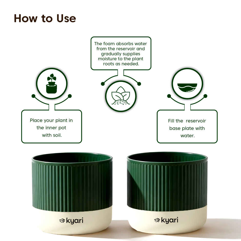 Kyari Self Watering Green Mylo Pot | Indoor Plant Pot