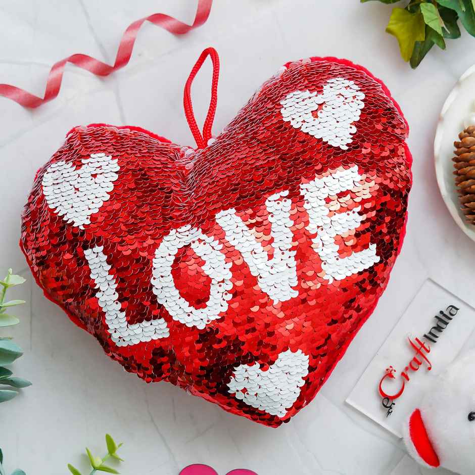 Heart Shape Love Pillow Cushion | Red & White | EcraftIndia