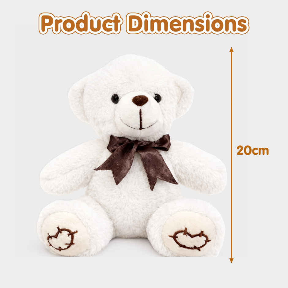 Kidology Cute Teddy Plush Stuffed Toy | White - 20 cm