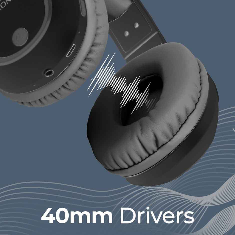 ZEBRONICS THUNDER Bluetooth 5.3 Wireless Headphones with 60H Backup, Gaming Mode, Dual Pairing, ENC, AUX, Micro SD, Voice assistant, Comfortable Earcups, Call Function - Black