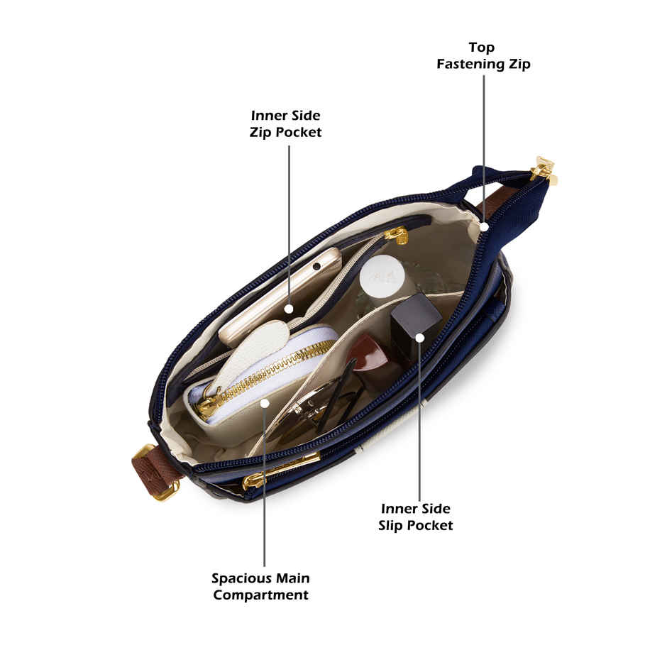 Lavie Women's Colourblock Spade Crossbody Sling Bag | Ladies Purse Handbag | Navy Blue