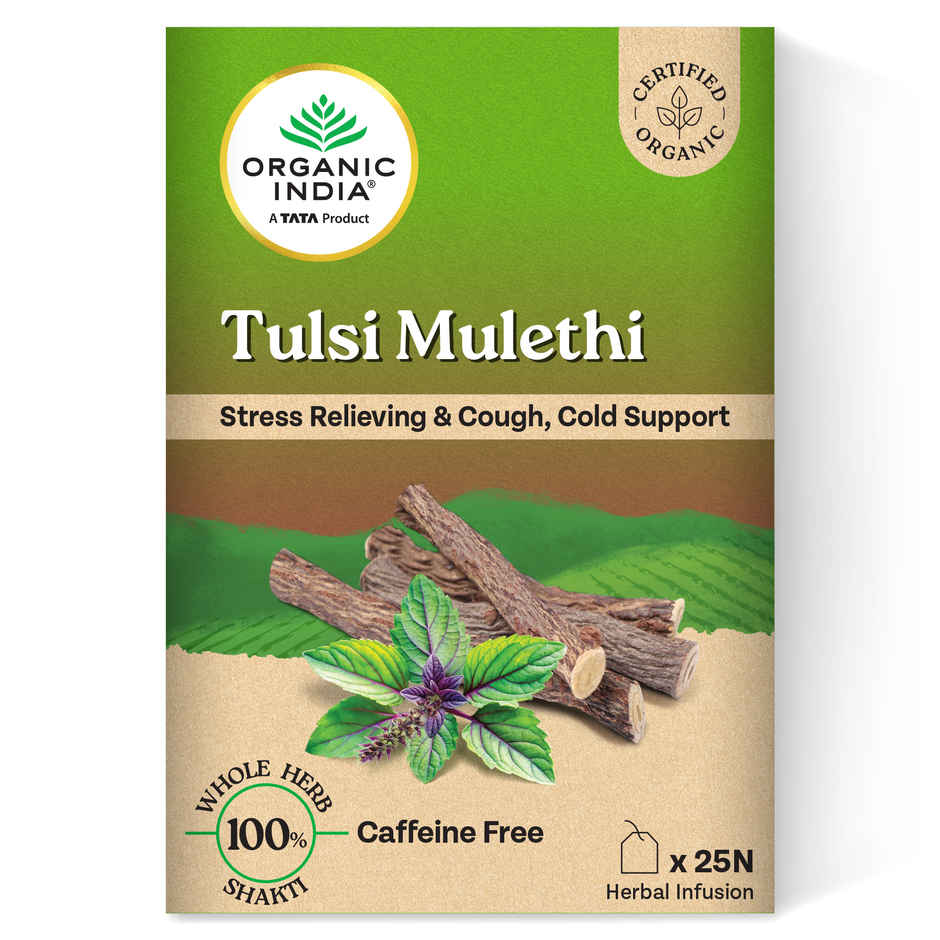 A TATA Product - Organic India Tulsi Mulethi - 25 Tea Bags, Eases Cough & Cold Symptoms