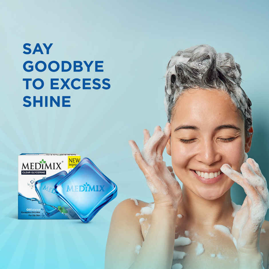 Medimix Clear Glycerine Oil Balance Soap for Oily Skin with Eucalyptus & Mint