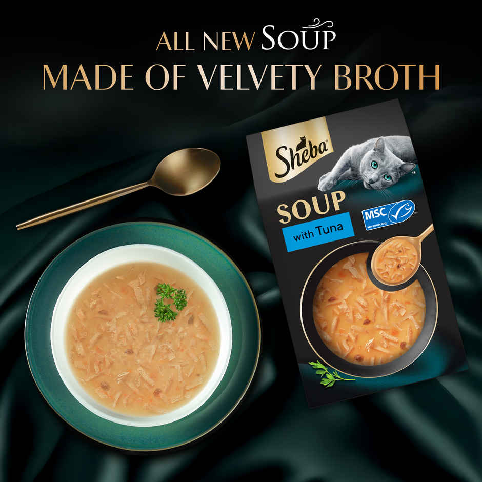 Sheba Soup With Tuna Premium Adult Wet Cat Food | Pouches Irresistible Flavor
