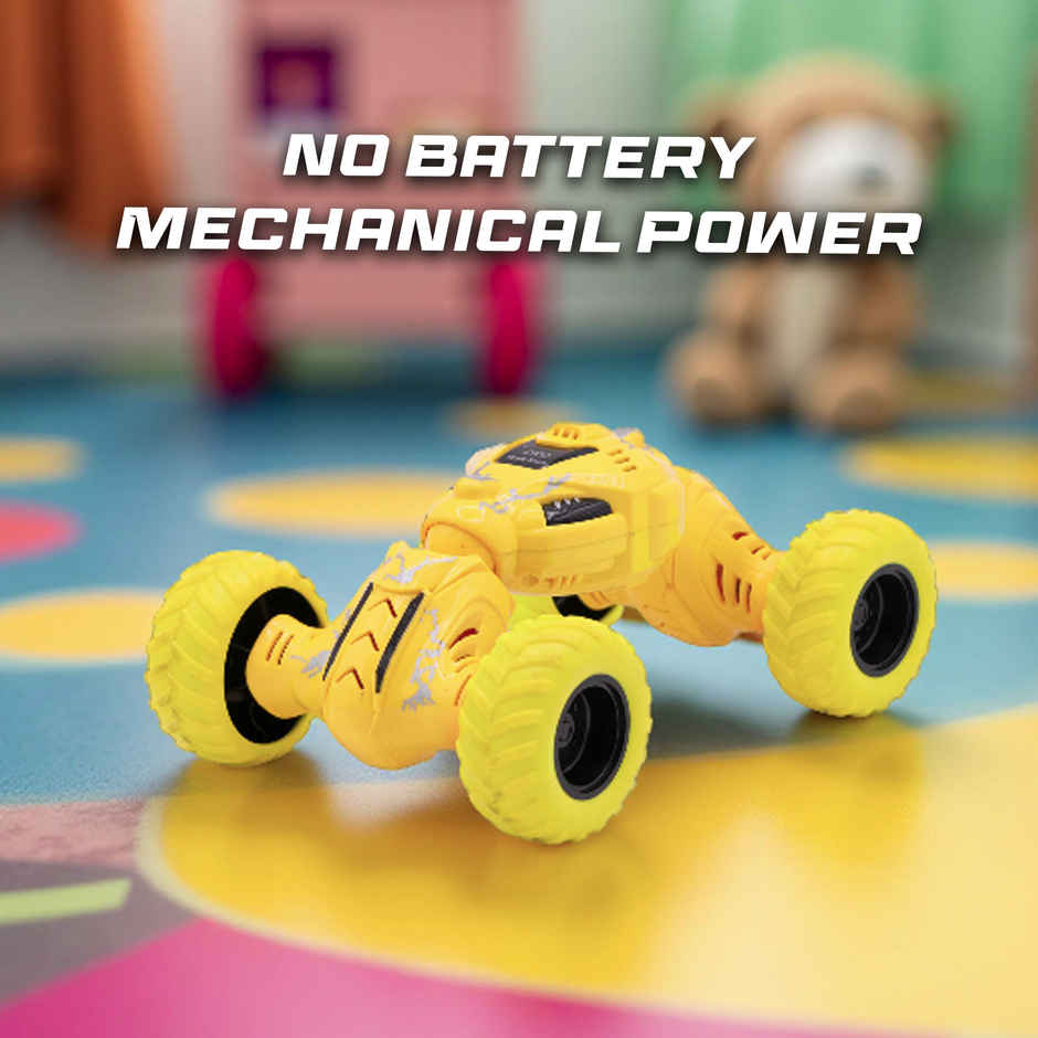 SEEDO No Battery Mechanical and Friction Power Pull Back Twisting Stunt | Yellow