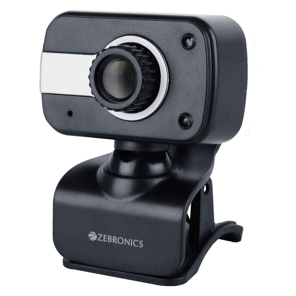 Zebronics Zeb-Crystal Clear Web Camera, 0.3 MP with USB with 3P Lens,Built-in Microphone,Auto White Balance,Night Vision and Manual Switch for LED - Black