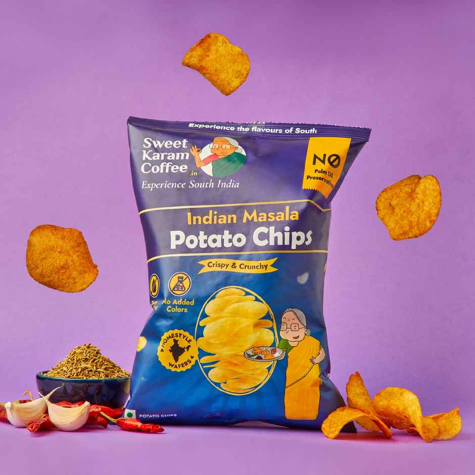 Sweet Karam Coffee Indian Masala Potato Chips - No Palm Oil Combo 