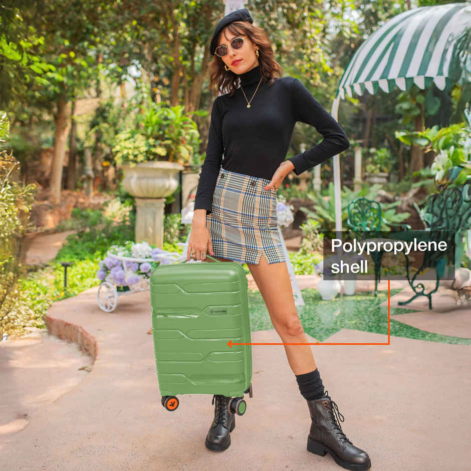 Nasher Miles Paris Cabin Hard Sided Polypropylene 20 Inch|55 cm Trolley Bag - Avacado Green