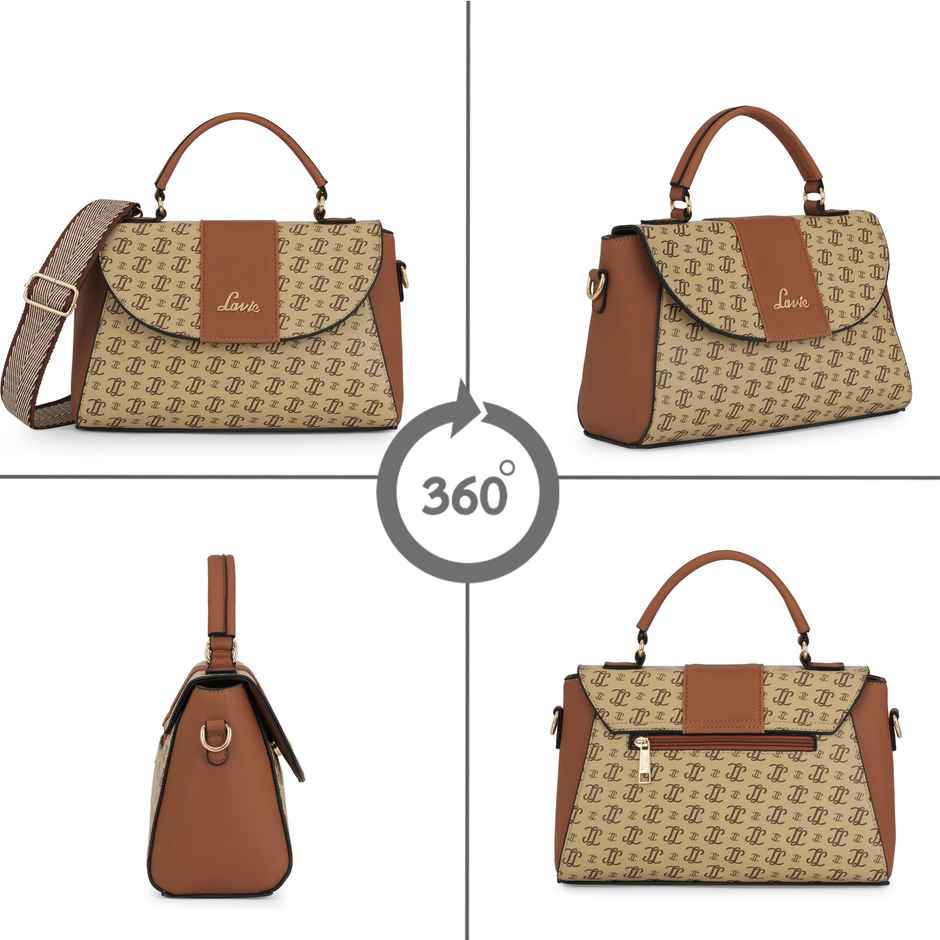 Lavie Women's Mono LL Becky Flap Satchel Handbag | Taupe