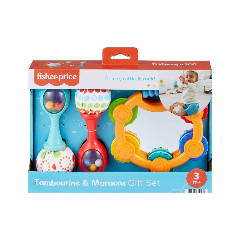 Mattel Games Fisher Price Tambourine And Maracas Gift Set That Offers Shakin Rattlin And Clackin Fun