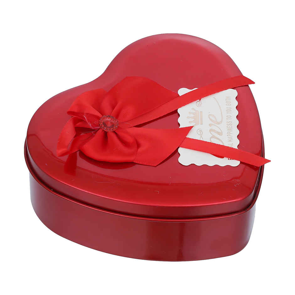 eCraftIndia Heart Shaped Valentine's Day Gift Box with I Love You, White Teddy Bear and 3 Red Roses