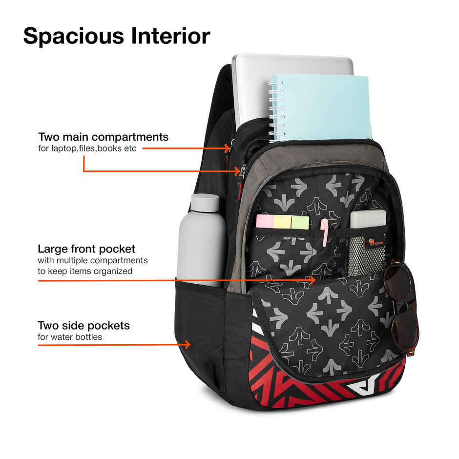 Nasher Miles Backpack for Unisex | Laptop Backpack | Casual Physics | Black - 31L