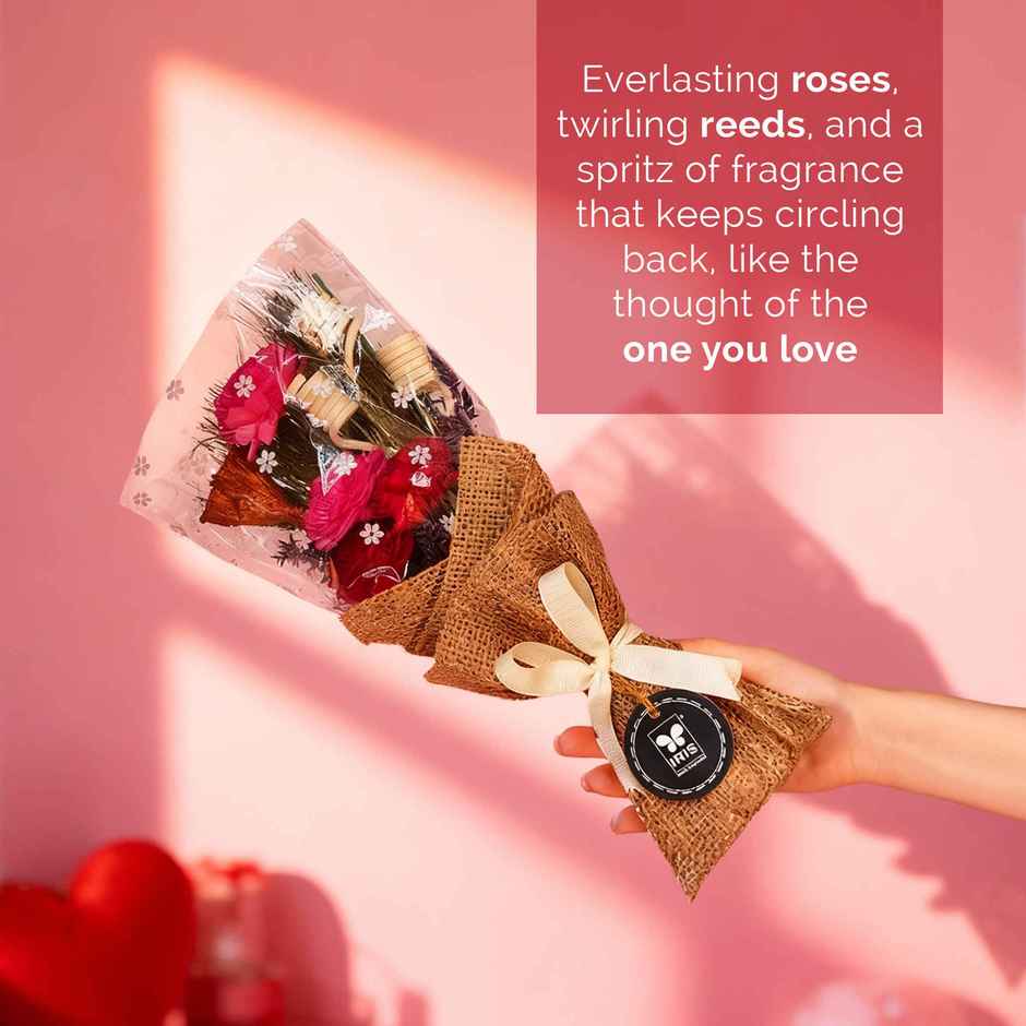 Rose Dry Flower Bouquet with Free Fragrance Spray | Ideal for Gifting | IRIS