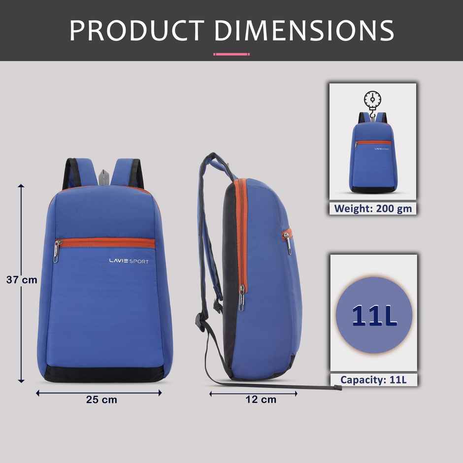 Lavie Sport Unisex Graphic Polyester 11 L Top Handle Casual Backpack | Navy Blue - S