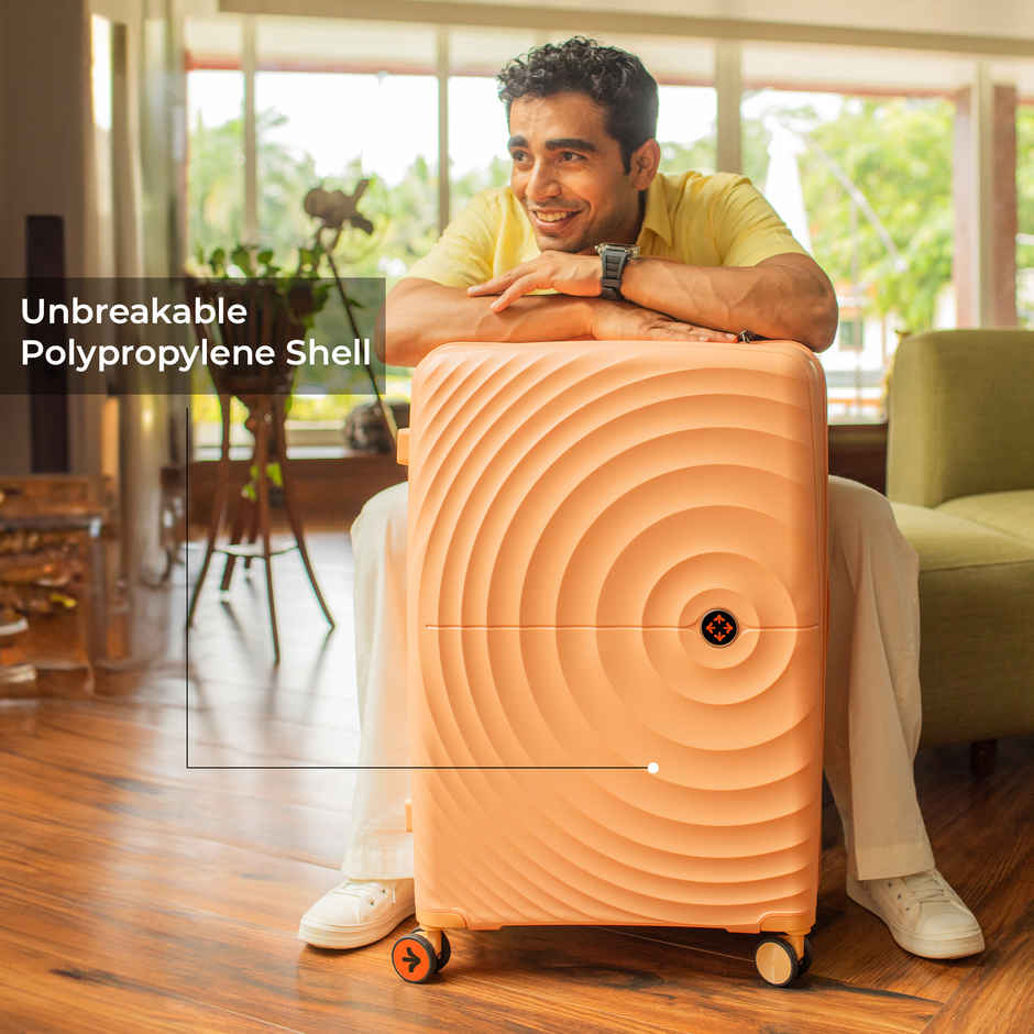 Nasher Miles Seattle Check-In Hard Side Polypropylene (55 & 65 cm) Trolley Bag (Peach)