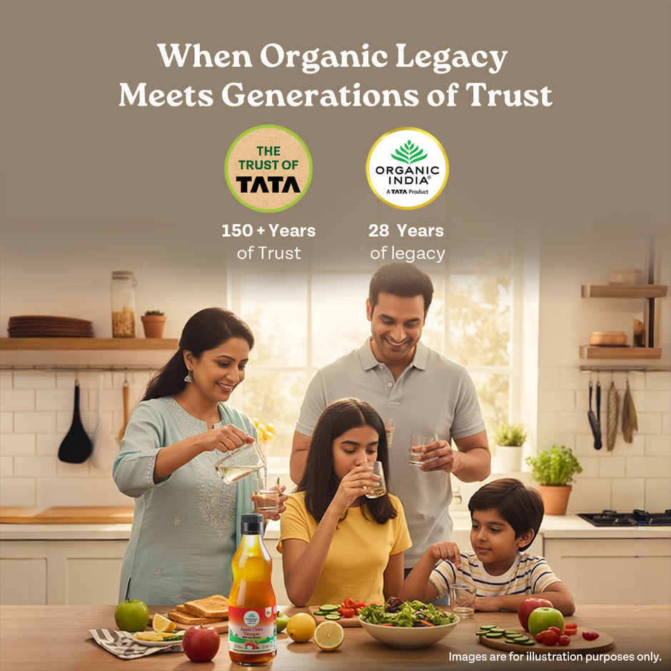 A TATA Product Organic India Apple Cider Vinegar with Mother of Vinegar | Made from Spanish Apples