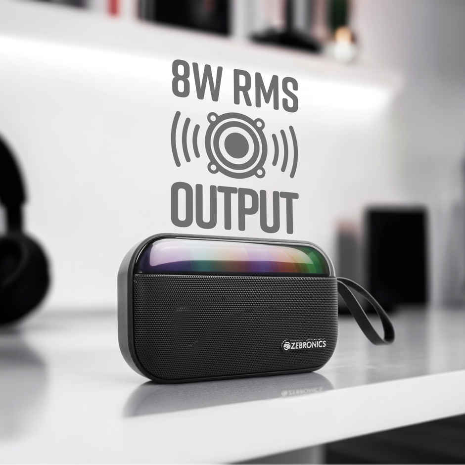 Zebronics County 7 BT Speaker | 8 W | 15 Hours Playback | Passive Radiator | Black