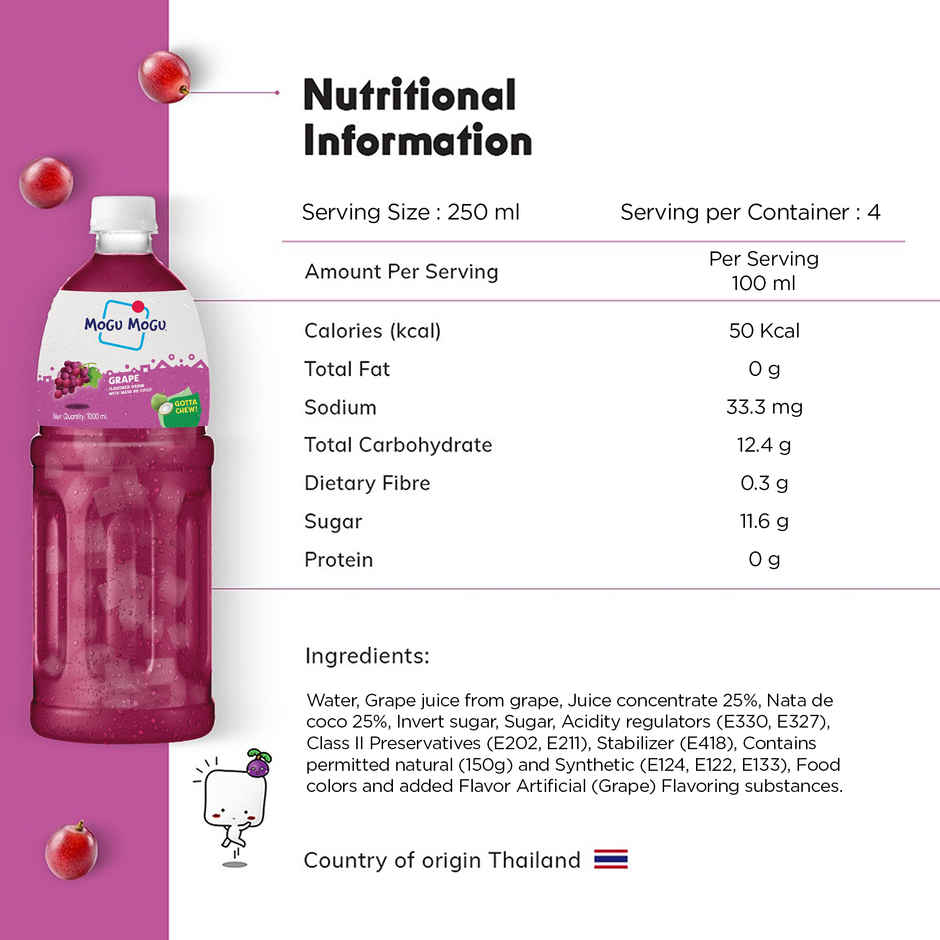 Mogu Mogu Grape Fruit Drink with Nata de Coco