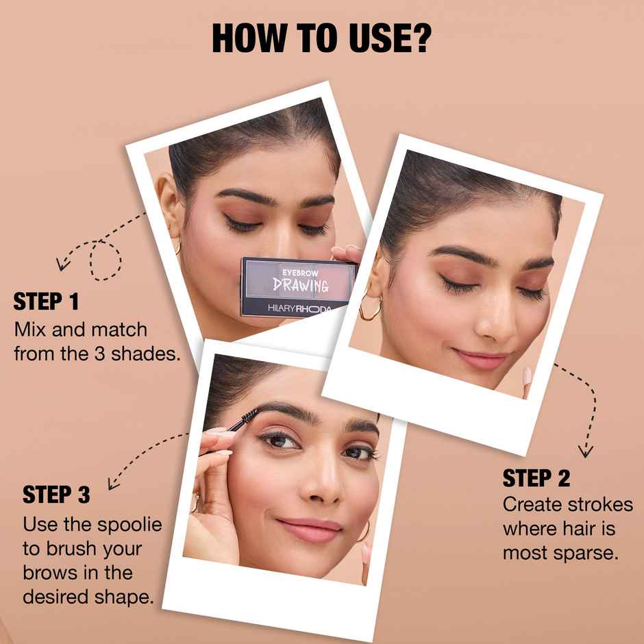 Hilary Rhoda Drawing Eyebrow Palette | Highly Blendable & Waterproof | Shade - 01