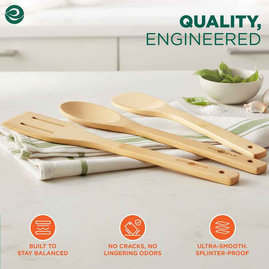 ECO SOUL Set of 3 | Bamboo Cooking Utensils