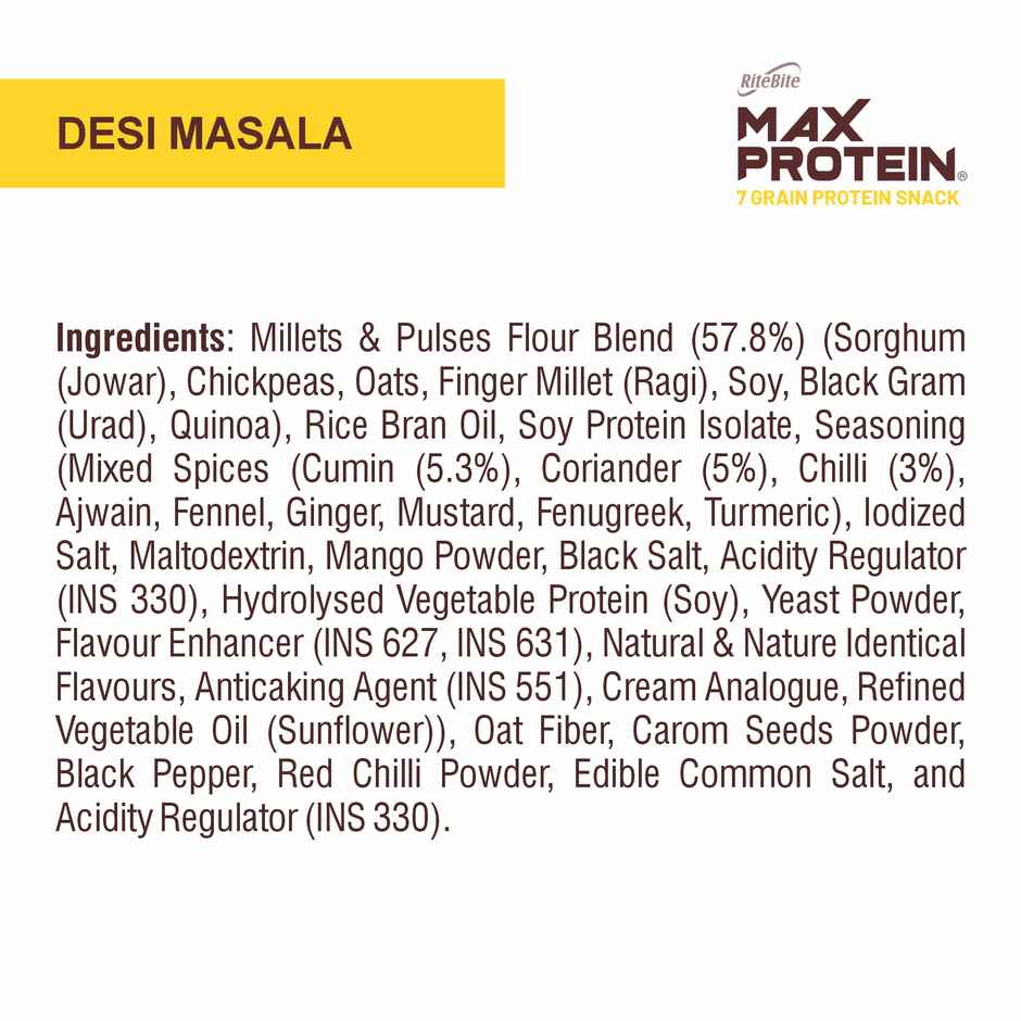 RiteBite Max Protein Desi Masala 10 G Multigrain Protein Chips, Healthy Snacks & Munchies