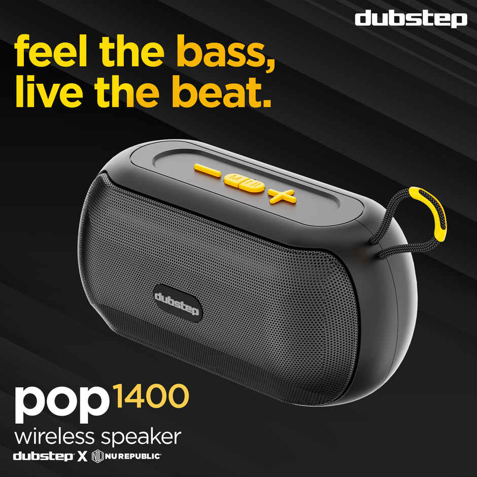 Dubstep Pop 1400 With 14W Output, 16 Hrs Playtime, TWS Pairing Wireless Bluetooth Speaker Black