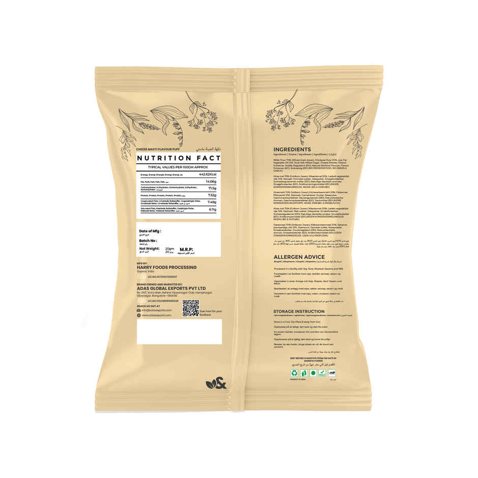 Milletto & Nutto Chesse Masti Millet Puff