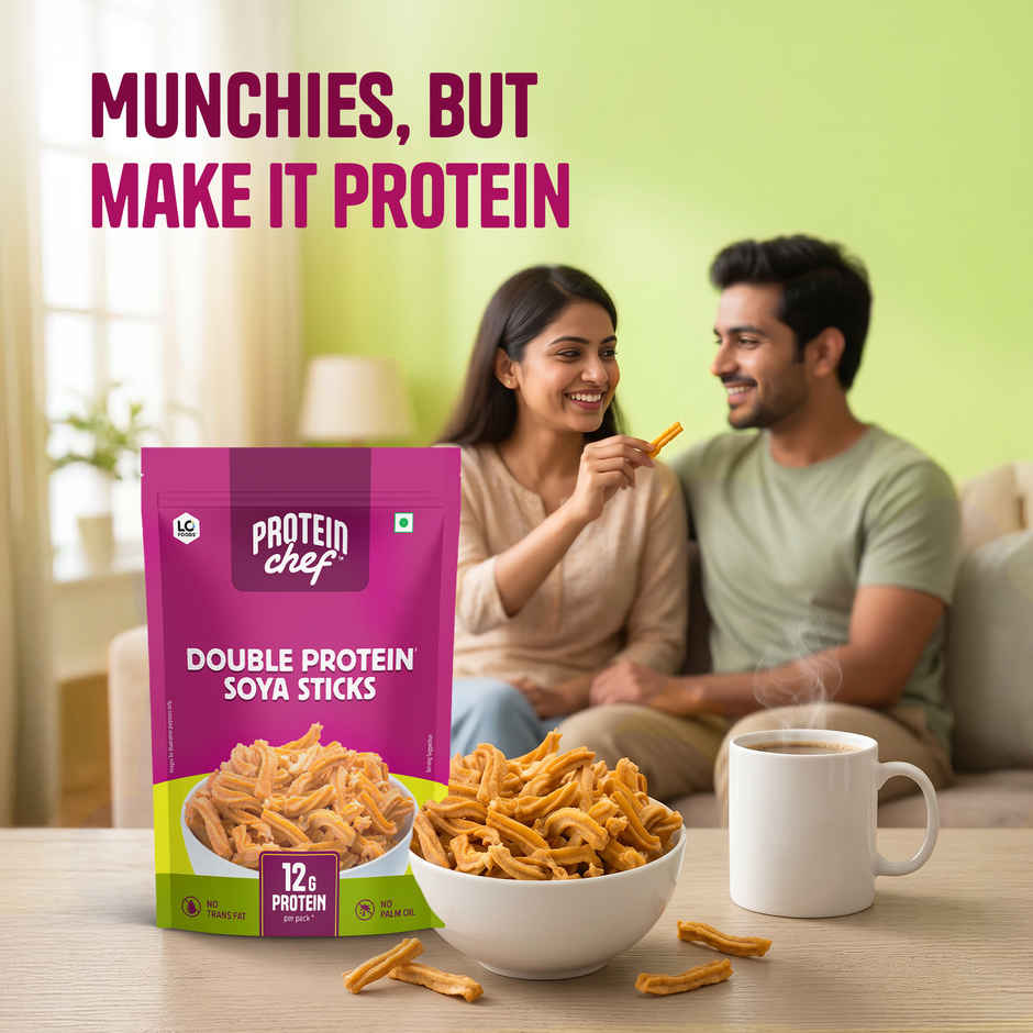 Protein Chef Double Protein Crunchy Soya Sticks | No Palm Oil Healthy Snacks
