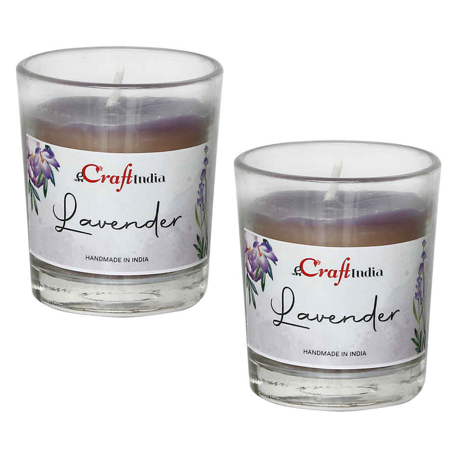 eCraftIndia Glass Lavender Scented Candles