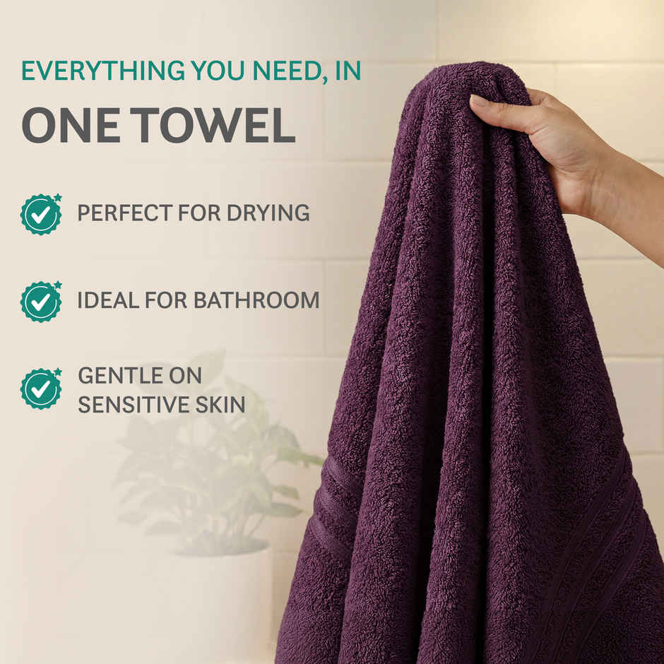 Home Elegance by My Trident Comfort Living Cotton Bath Towel | 28 in x 55 in | Black Current