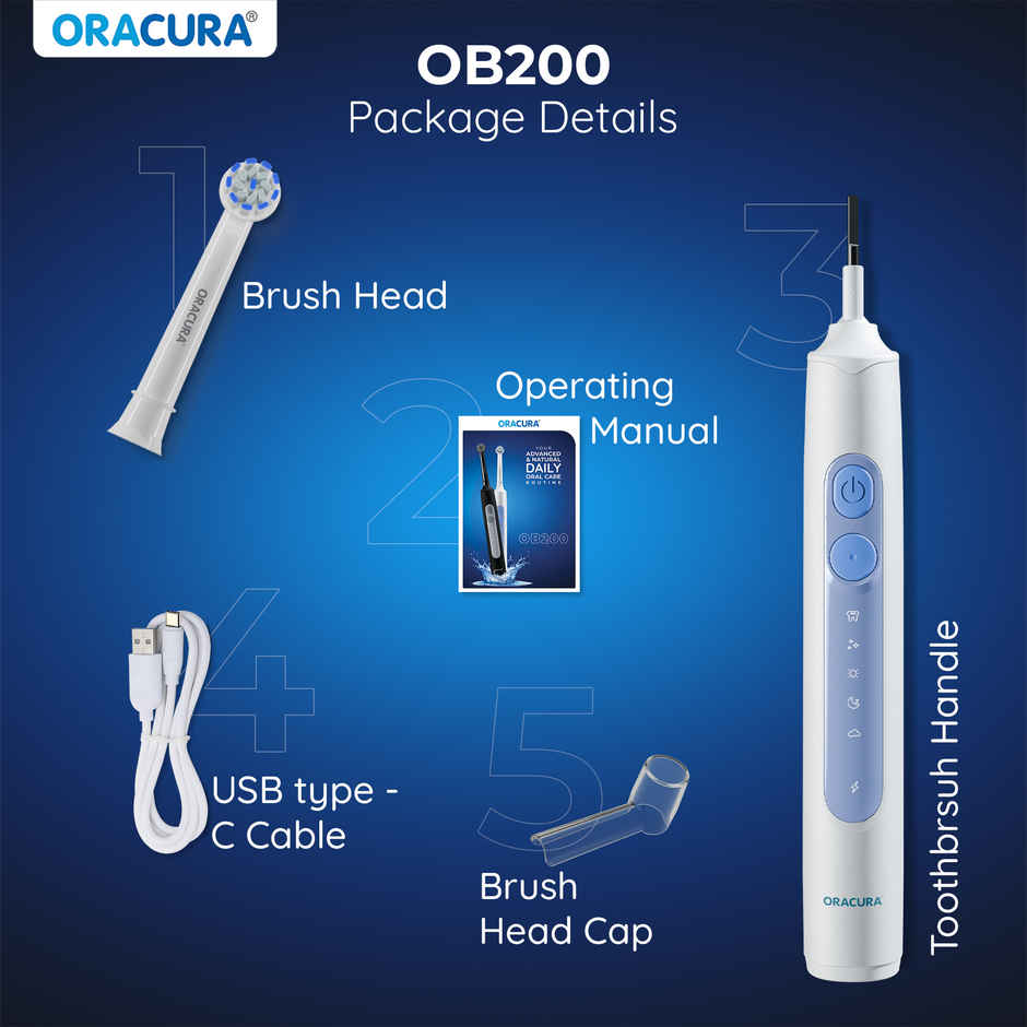 Oracura OB200 Oscillating Rechargeable Electric Toothbrush White