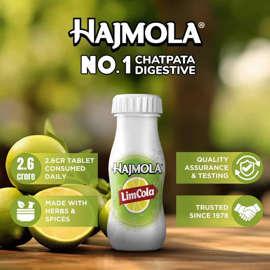 Dabur Hajmola Tasty Digestive Tablets (Limcola Flavour) - 120 Tabs,Healthy, Tasty & Chatpata