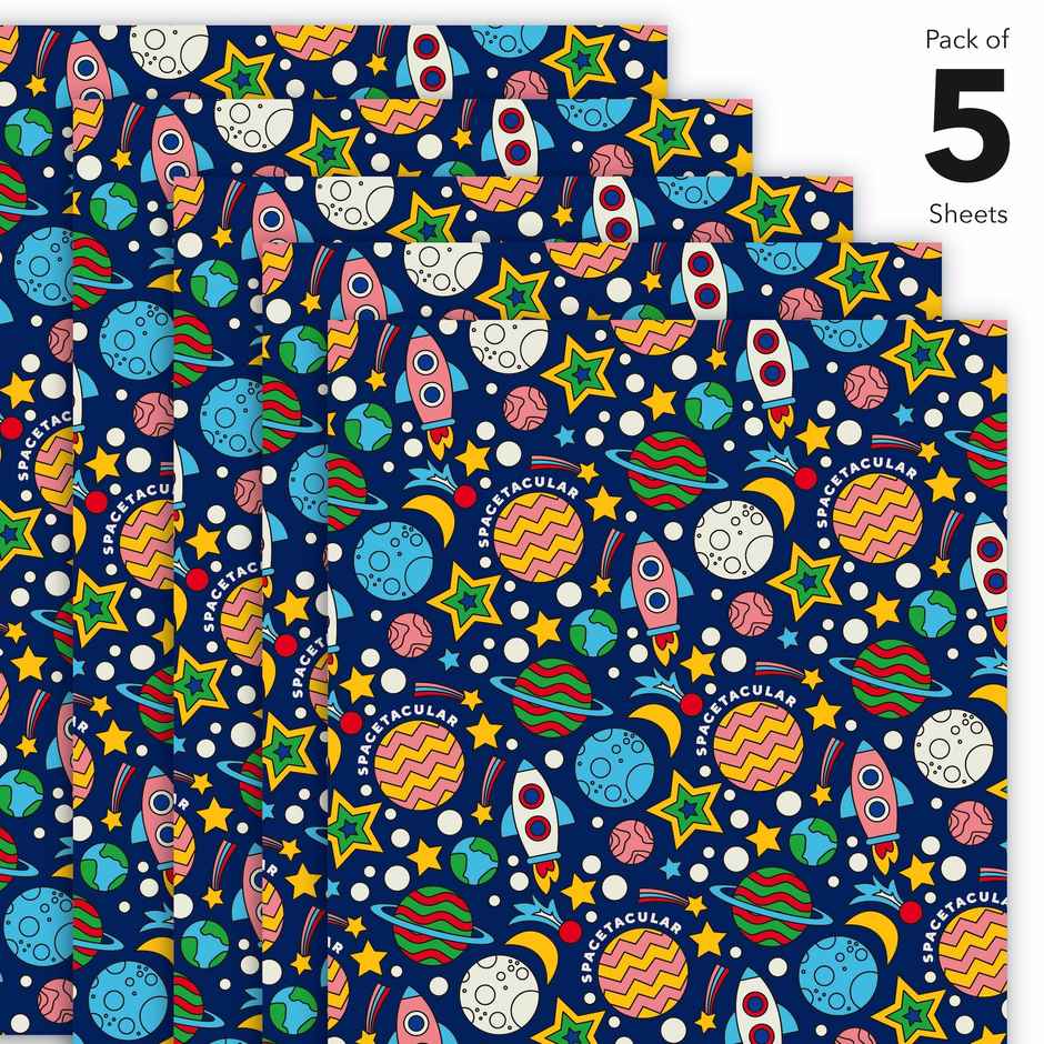 Tiger Notes Gift Wrap Kids Space | Blue | Decorative Use