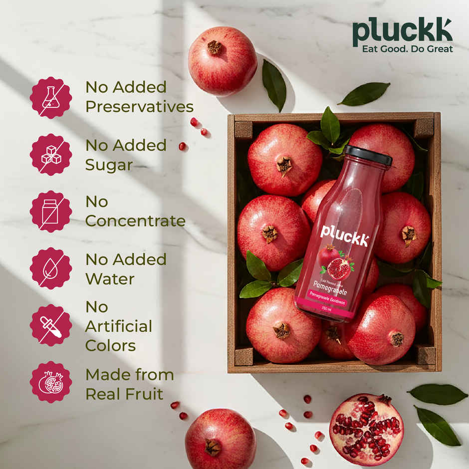  Pluckk Cold-Pressed Pomegranate Fruit Juice | No Added Sugar | No Preservatives | Rich in Vitamin E Combo 