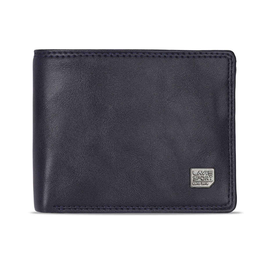 Lavie Sport Men's Solid Faux Leather Bi-Fold Wallet | Navy | (12 x 1.6 x 9 cm)