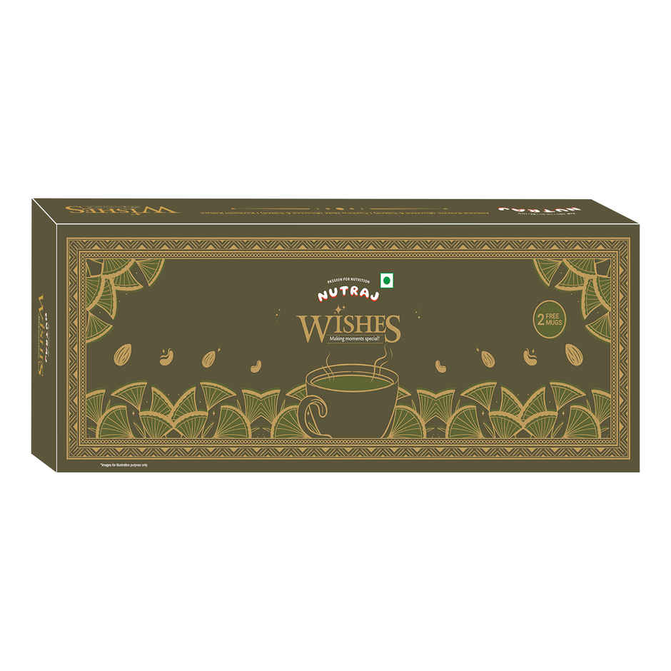 Nutraj Wishes Valley of Warmth | Roasted & Salted Almond and Cashew | Ceramic Tea mugs