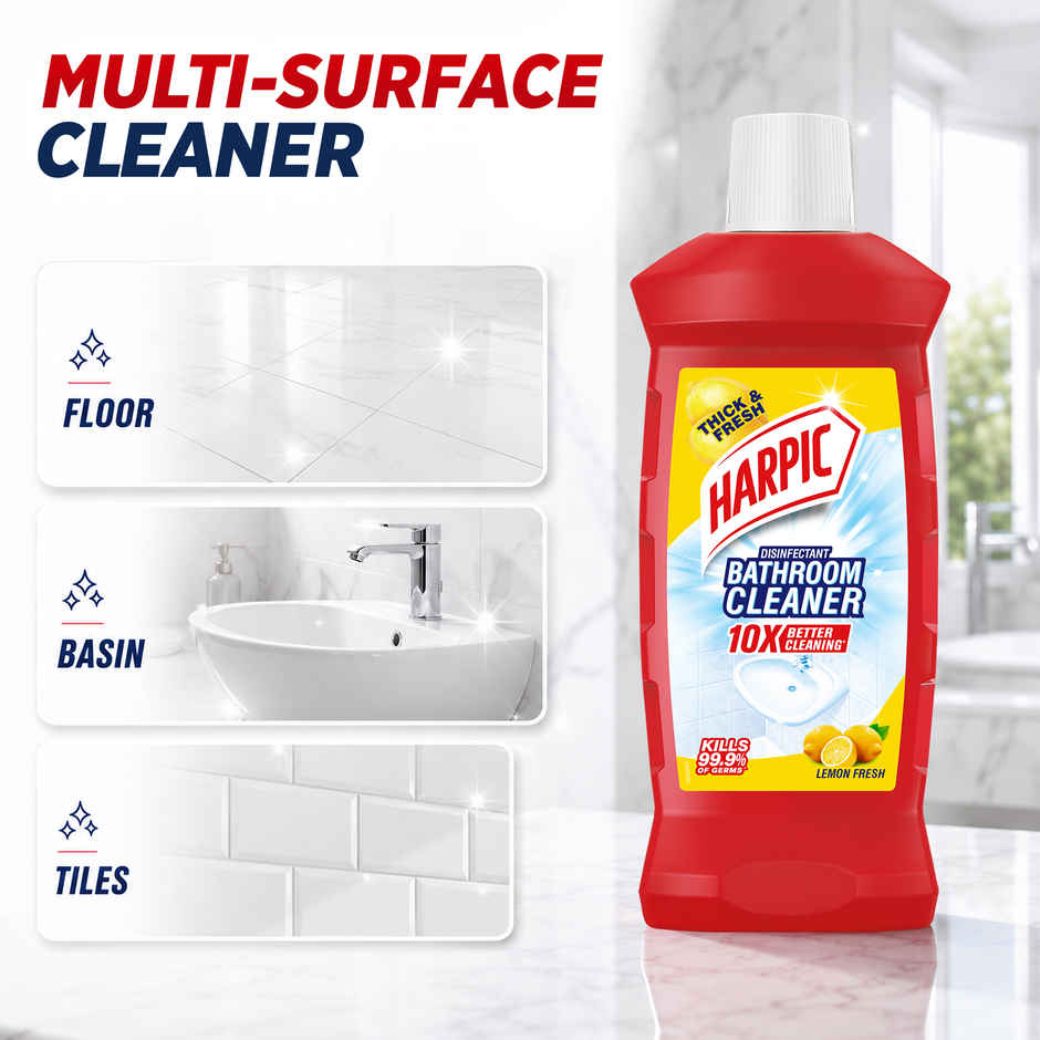 Harpic Lemon Bathroom Cleaner Liquid | Removes Bathroom Stains