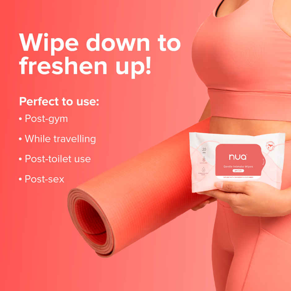 Nua Intimate Wipes for Gentle, pH-Balanced Cleansing | 20 Pulls Per Pack